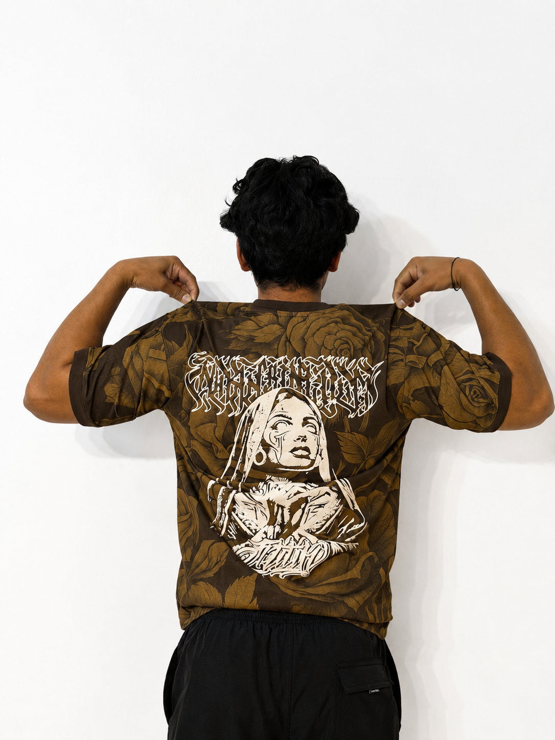 Flexora Men’s Brown Floral Graphic Tee