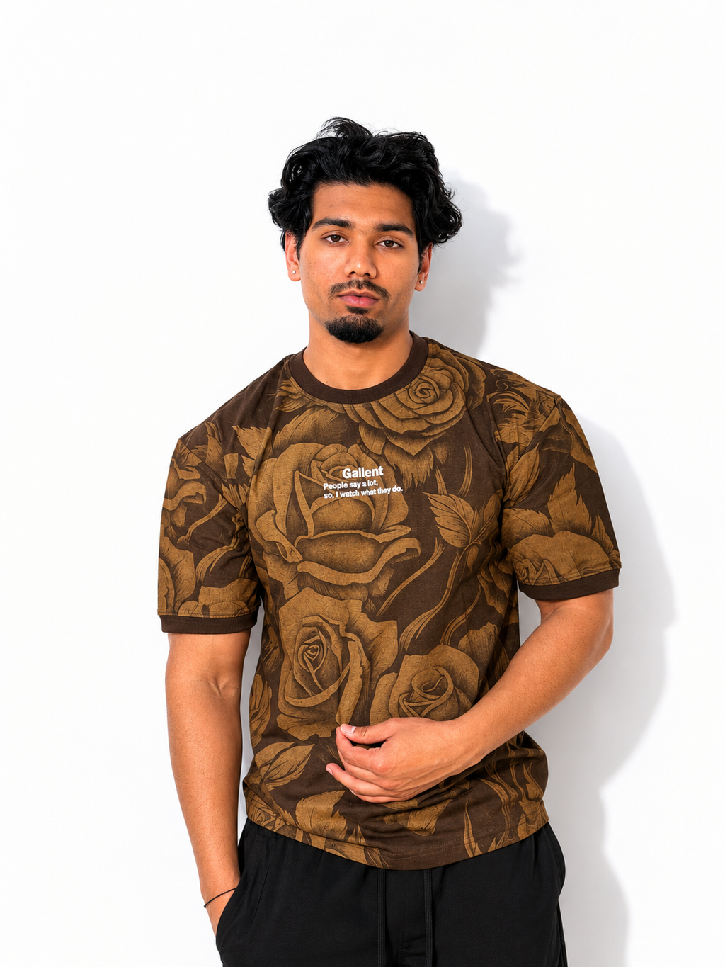 Flexora Men’s Brown Floral Graphic Tee