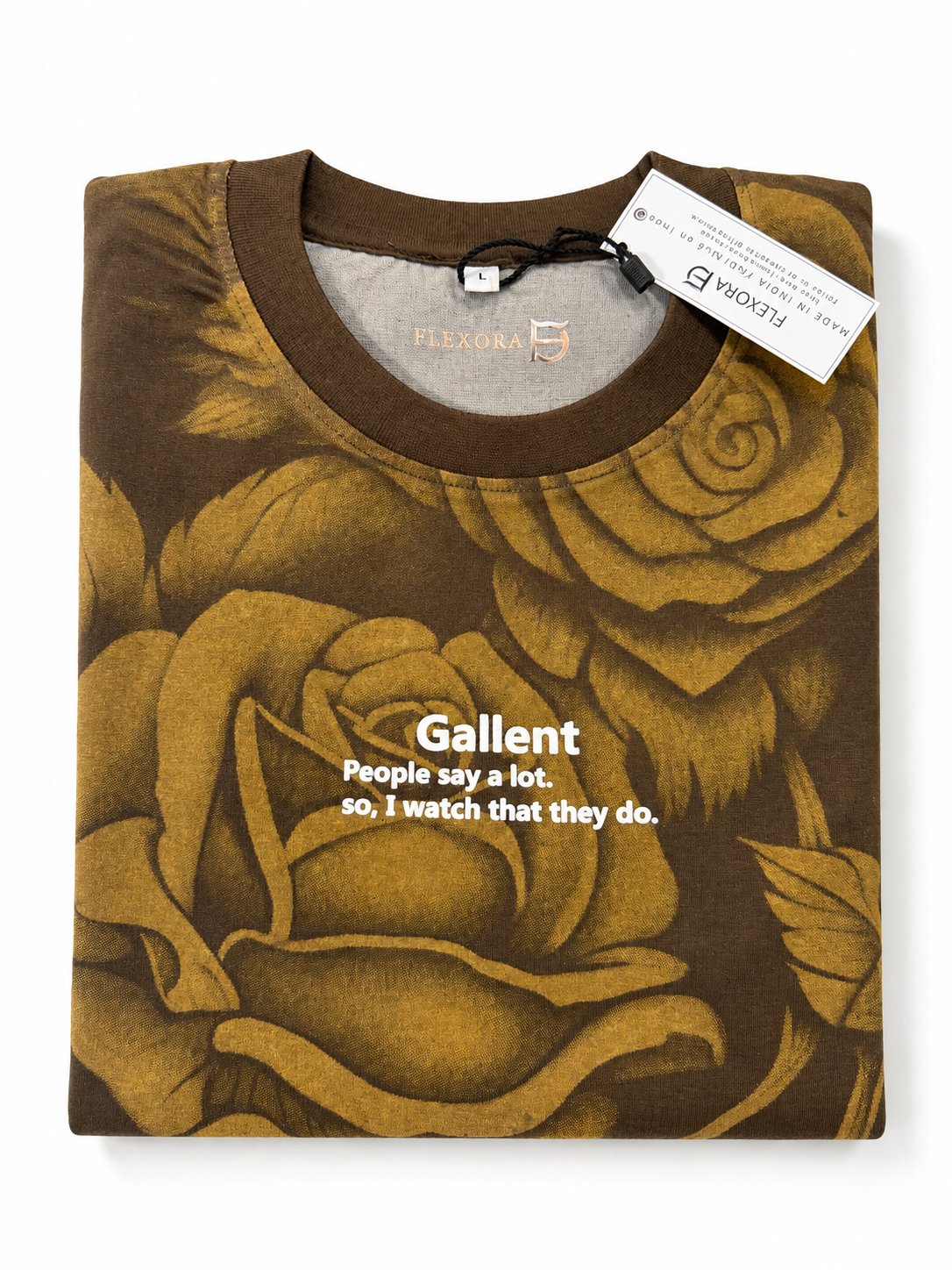 Flexora Men’s Brown Floral Graphic Tee