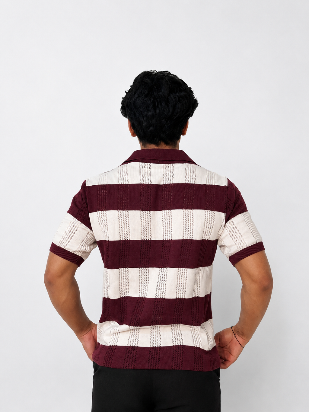 Flexora Men’s Maroon & White Knit Polo