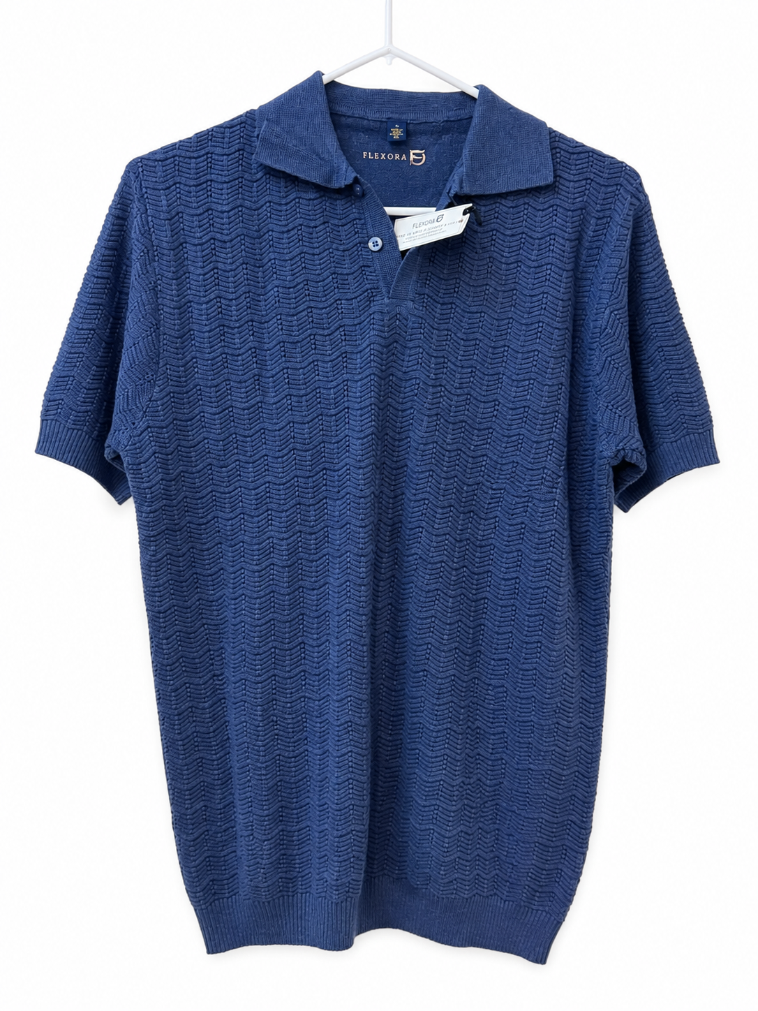 Flexora Men’s Blue Sweater-Knit Polo.