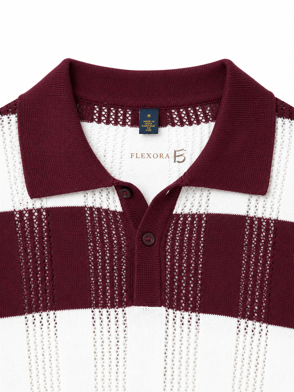 Flexora Men’s Maroon & White Knit Polo
