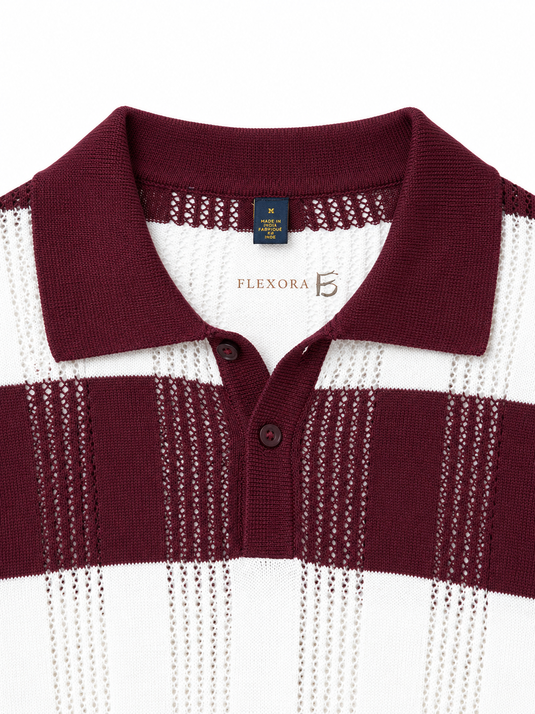 Flexora Men’s Maroon & White Knit Polo