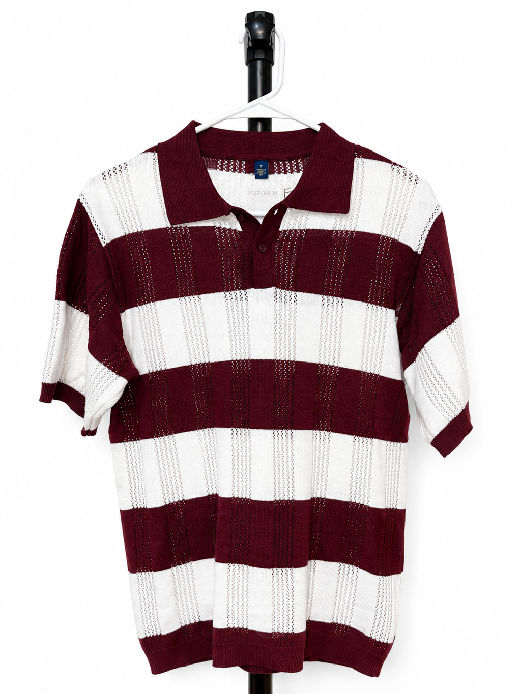 Flexora Men’s Maroon & White Knit Polo