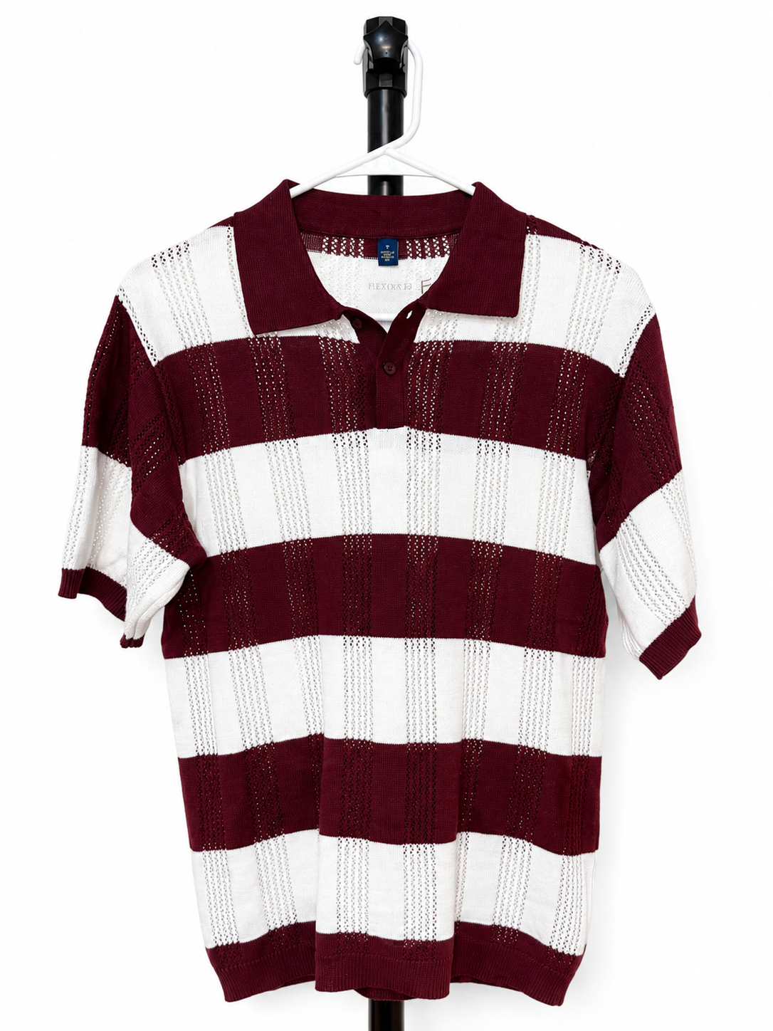 Flexora Men’s Maroon & White Knit Polo