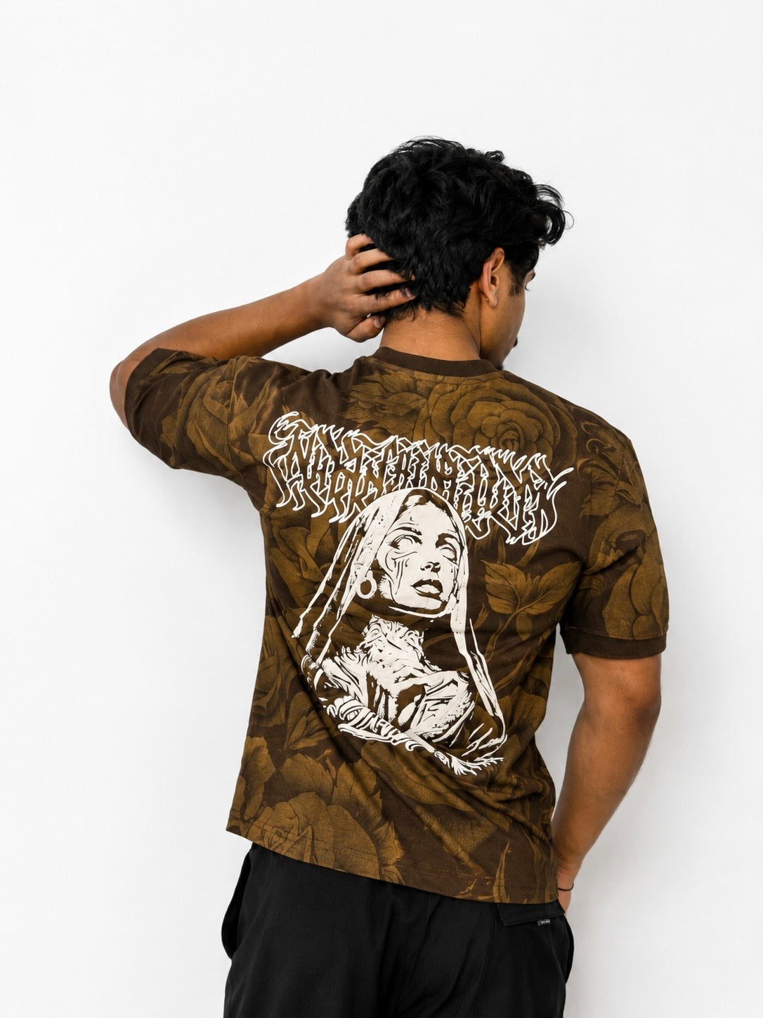 Flexora Men’s Brown Floral Graphic Tee